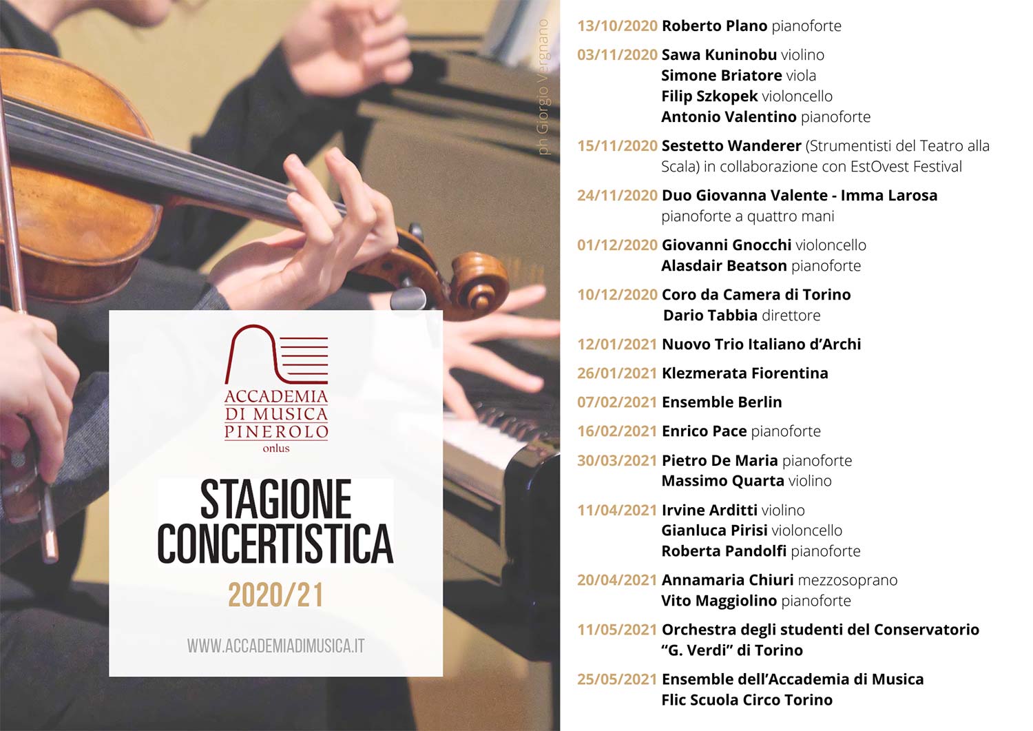 programma Stagione concertistica 2020/21 Accademia di Musica di Pinerolo