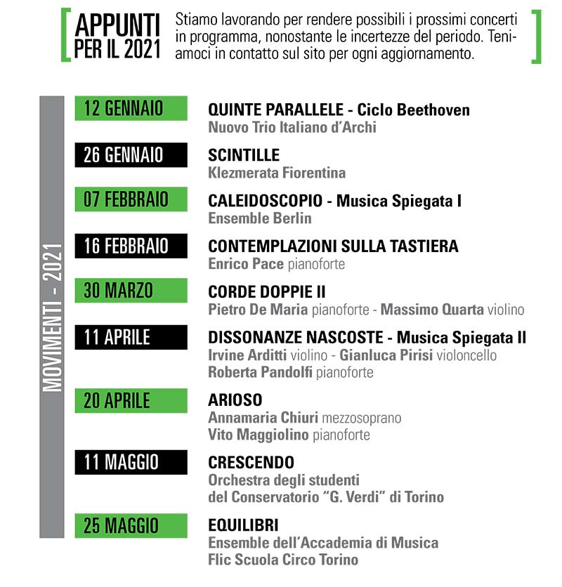stagione concertistica 2020/21 Accademia di musica di Pinerolo